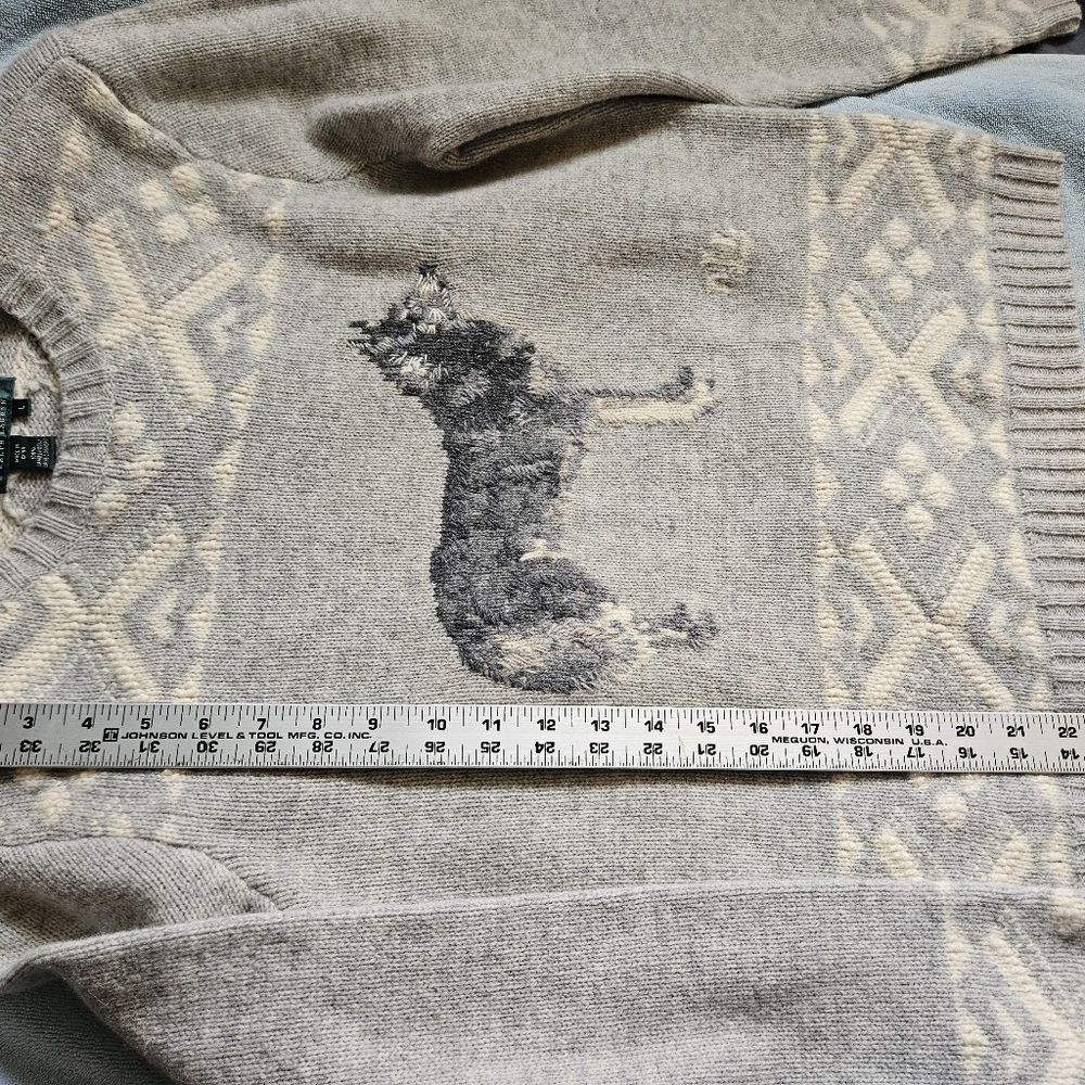 Lauren Ralph Lauren Gray Wolf Sweater 100% Lamb's Wool - Picture 4 of 6